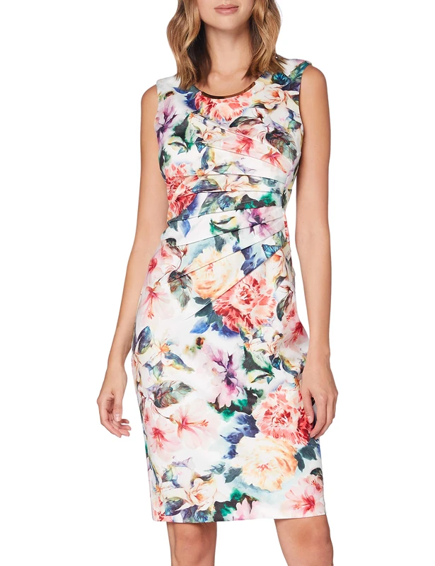 Gina Bacconi Women's Vitina Floral Scuba Dress Poppy Red