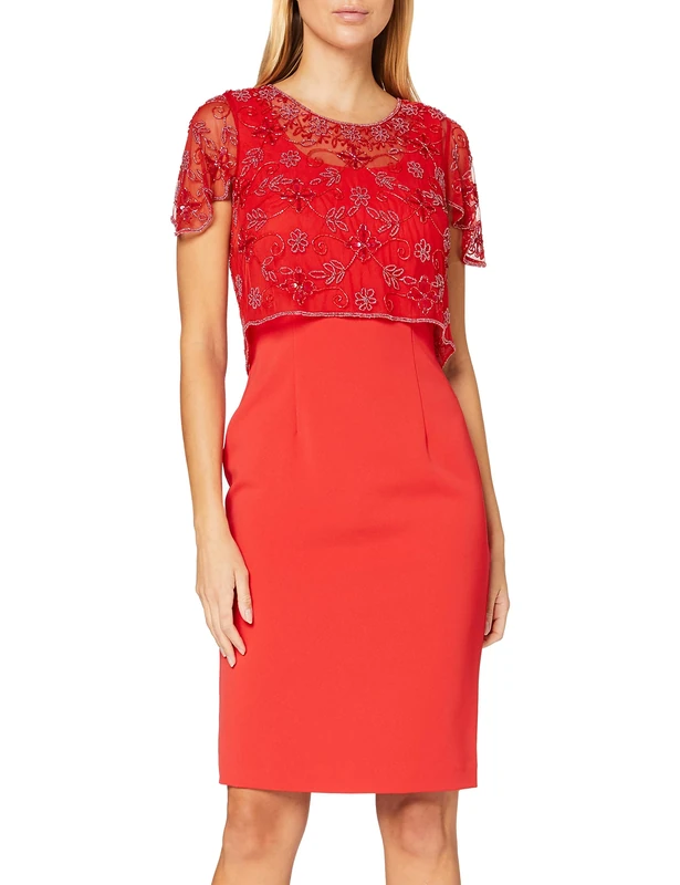 Gina Bacconi Women's Irma Cocktail Dress, Hot Red, 20