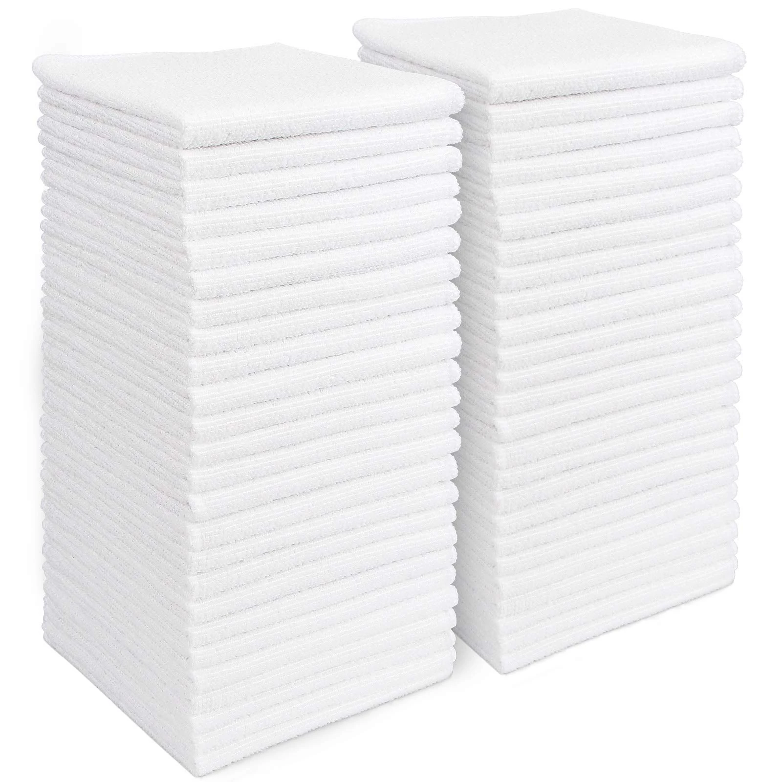 AIDEA Microfibre Cleaning Cloths Pack of 50, Multifunctional Reusable Cleaning Towels, Lint Free Streak Free Washable Cloth Duster for House, Kitchen, Car, Moto, Windows 29 x 29 cm White