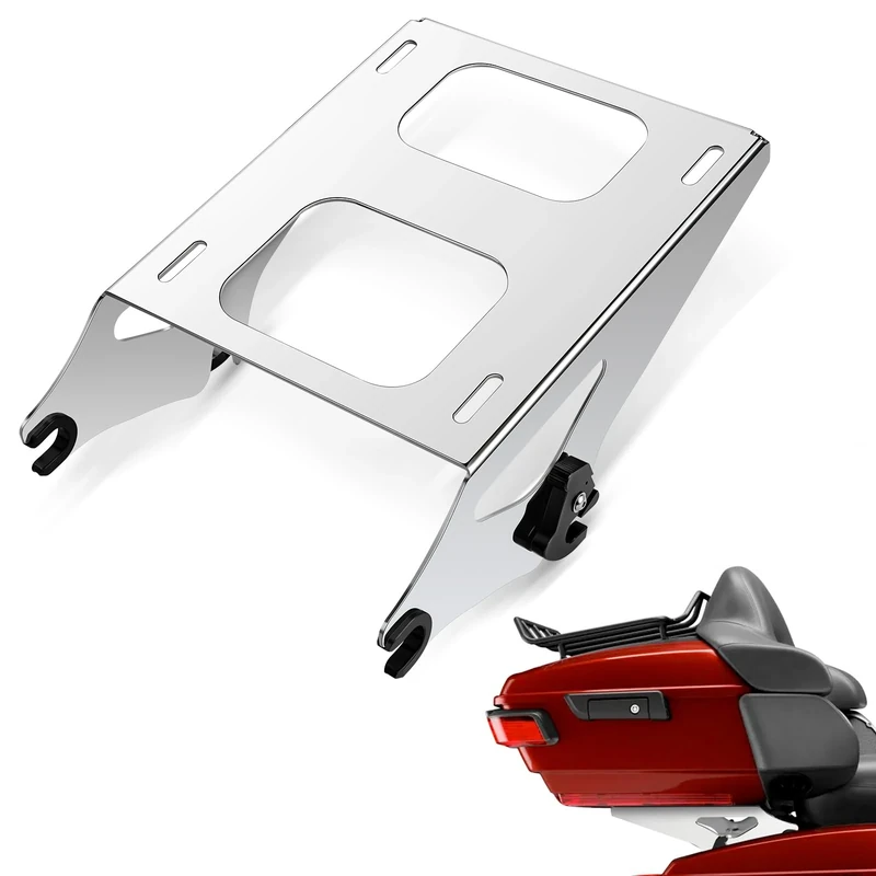 Amazicha Chrome Detachable 2 Two Up Tour Pack Pak Luggage Rack Mounting Rack Compatible for Harley Davidson Touring Street Glide/Electra Glide/Road Glide/Road King 2014-2021