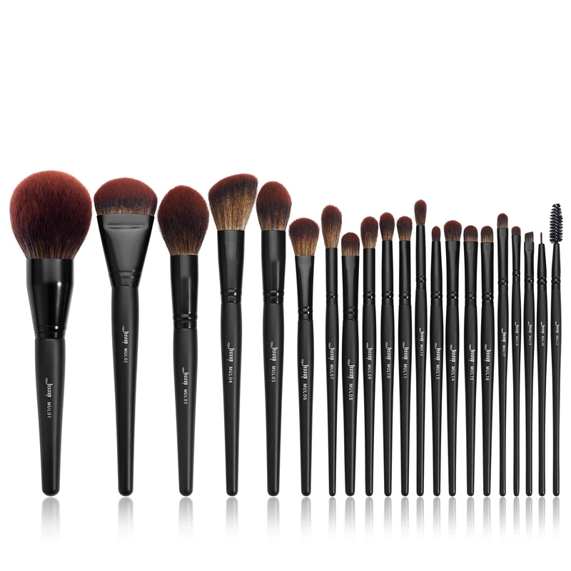 Jessup Makeup Brushes Set Professional 21Pcs Black Complete Collection, Synthetic Hair Mkae up Brushes, Powder Blending Foundation Highlight Contour Concealer Eyeshadow Eye liner Spoolie T271