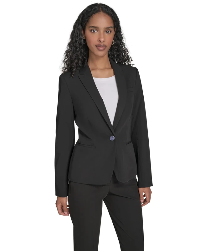 Tommy Hilfiger Women's One Button Blazer, Black, 6