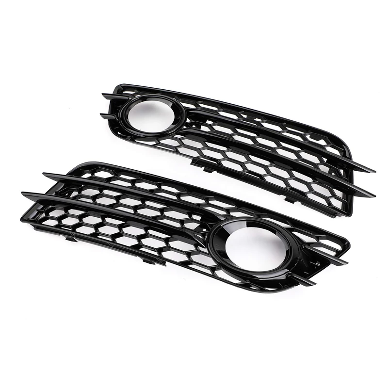 Topteng Honeycomb Style Fog Light Grill Bumper for Audi A4 S-LINE (8K2, B8) 2008 2009 2010 2011 2012 Sport Version, for Audi S4 08-12 Sport Version