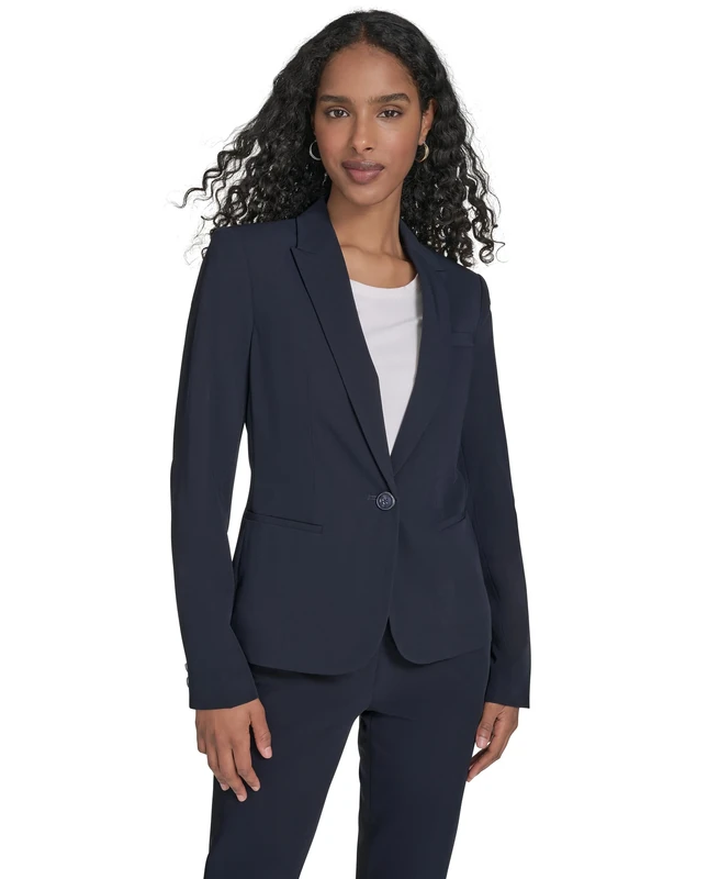 Tommy Hilfiger Women's Tommy Twill Blazer with One Button, Dark Midnight, 8