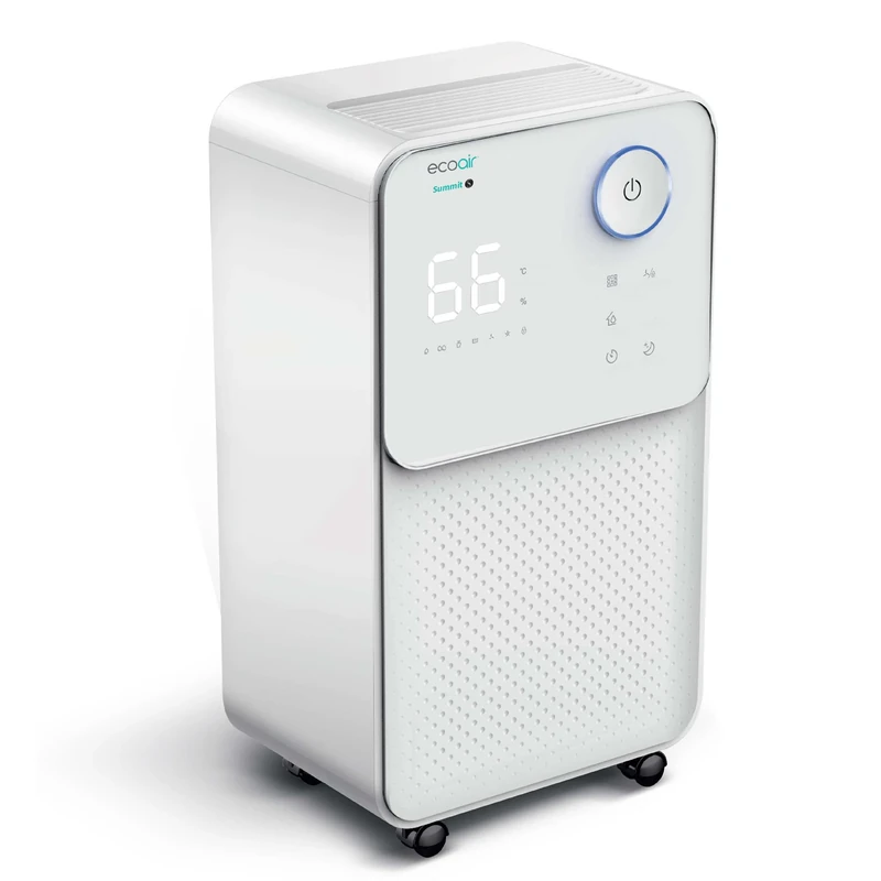 EcoAir Low Energy 156 Watts Dehumidifier 12L/Day – 3 in 1 Filter inc Carbon Filter – Laundry Mode, Timer, Child Lock Large Humidity Display, Quiet 36 dBA with Sleep Mode - SUMMIT S