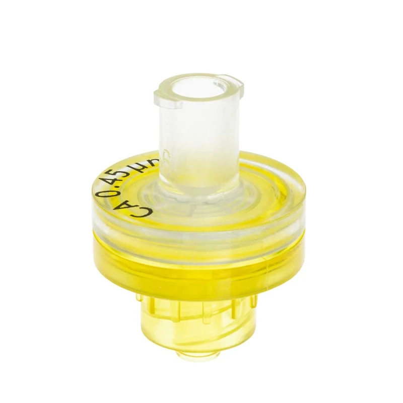 GVS Filter Technology, Syringe Filter, ABLUO, 13mm,CA Membrane, 0.45µm, Acrylic Housing, Yellow Color, 100/pk