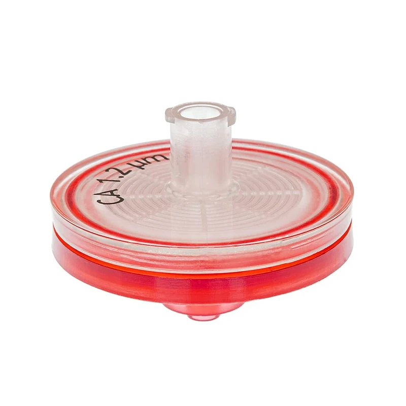 GVS Filter Technology, Syringe Filter, ABLUO, 25mm, CA Membrane, 1.20µm, Acrylic Housing, Red Color, 100/pk