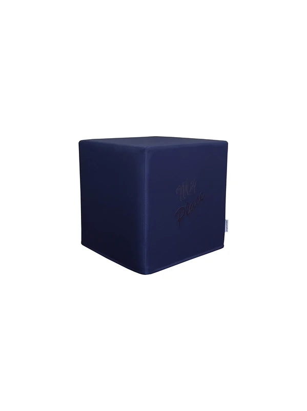 PanQube Module 7-DB-STK Pufa VERONA 39 Footstool with Embroidery, Dark Blue, 39 cm x 39 cm x 39 cm - Image 1