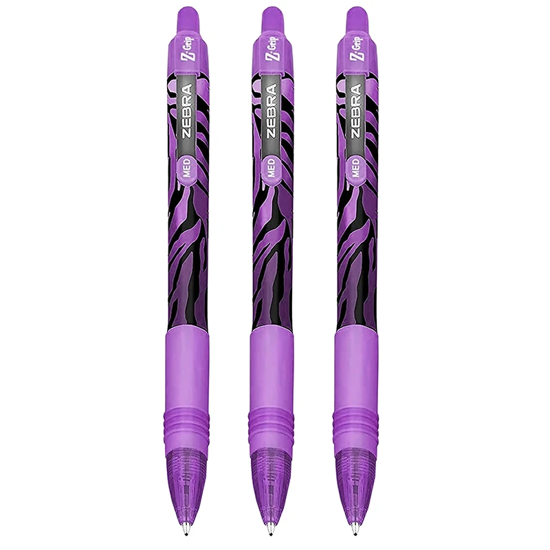Zebra Z-Grip Smooth Ballpoint Pen - 1.0mm - Funky Flame - Stripe Violet Barrel - Violet Ink - Pack of 3