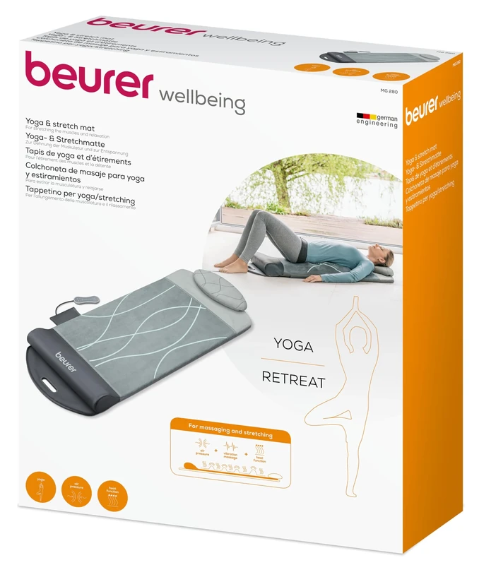 Beurer MG 280 Yoga and Stretch Mat for Stretching Muscles and Relaxation Massage Mat for Neck, Shoulders and Back Foldable - Image 1