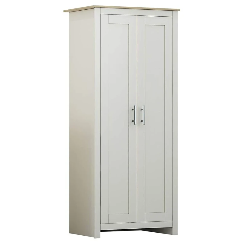 FWStyle Westbury Traditional 2 Door Matt Cream & Light Oak Shaker Style Bedroom Furniture Metal Handles
