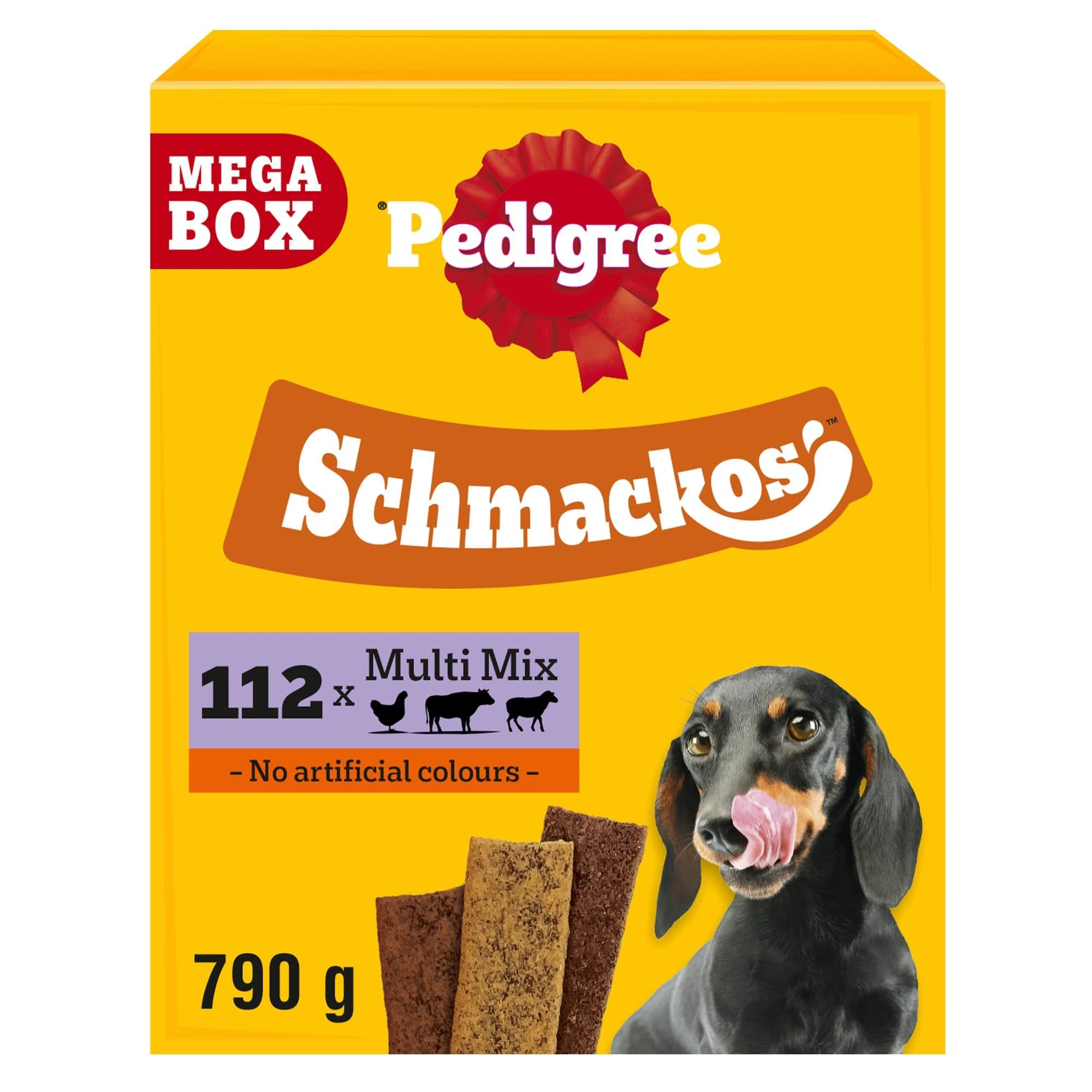 Pedigree Schmackos Mega Pack 110 Strips Snacks, Dog Treat Multipack with Beef, Lamb and Poultry Flavours