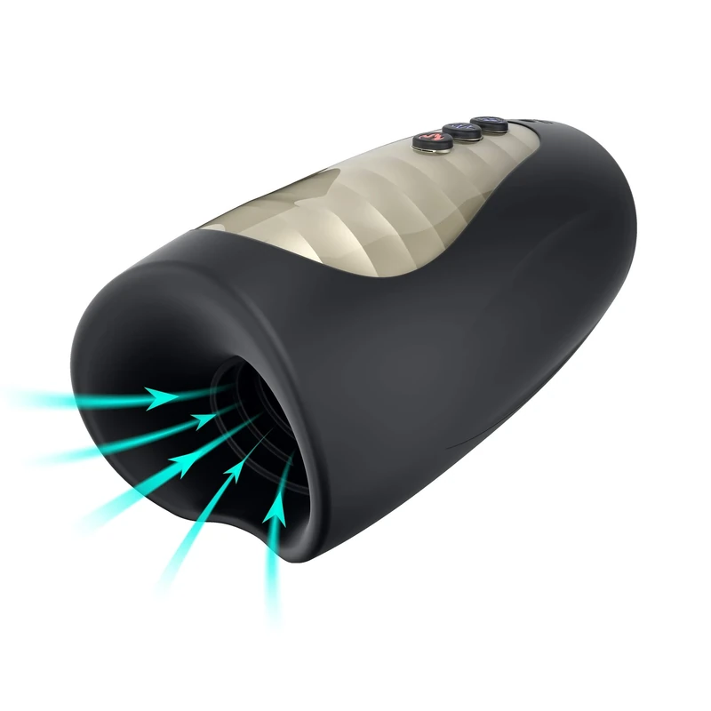 MANWAND Pump One Suction Effect Male Stroker 3 Suction Modes & 7 Speeds Heating Function Phthalate-Free Soft Silicone Rechargeable via USB Black, 6014080