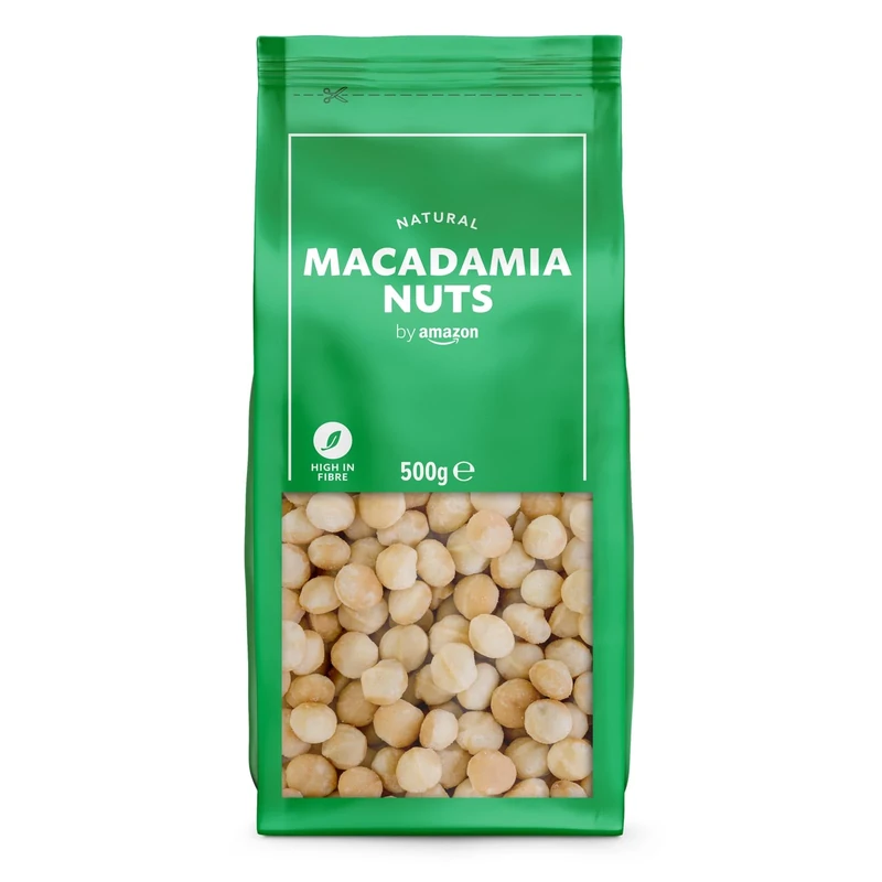 by Amazon Whole Macadamia Nuts, 500g, Unsalted