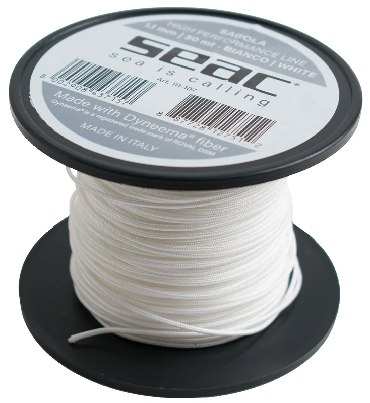 SEAC Unisex's Dyneema for Spearfishing, 50 mt, Waxed White, Ø1.1mm