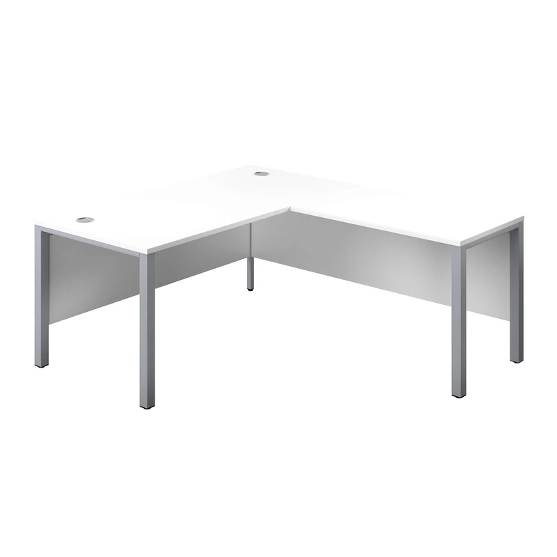 Office Hippo Heavy Duty Corner Office Goalpost Desk with Right Return, Home Office Desk, Filing, PC Desk For Office or Home, 5 Yr Wty, MFC - White Top, Silver Legs, 160cm x 180cm