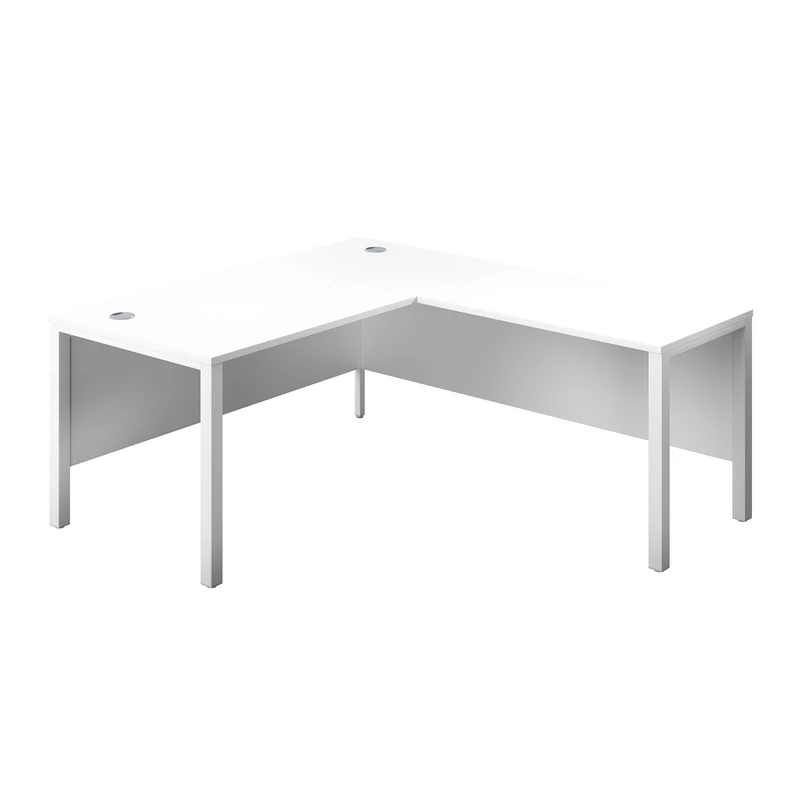 Office Hippo Heavy Duty Corner Office Goalpost Desk with Right Return, Home Office Desk, Filing, PC Desk For Office or Home, 5 Yr Wty, MFC - White Top, White Legs, 180cm x 180cm
