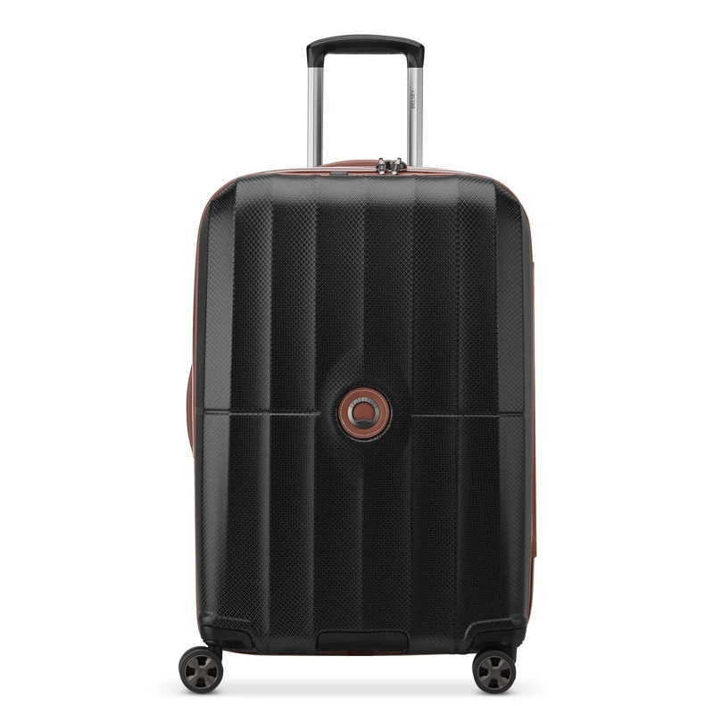 DELSEY Paris St. Tropez Hardside Expandable Luggage with Spinner Wheels, Black, Checked-Medium 24 Inch, St. Tropez Hardside Expandable Luggage with Spinner Wheels