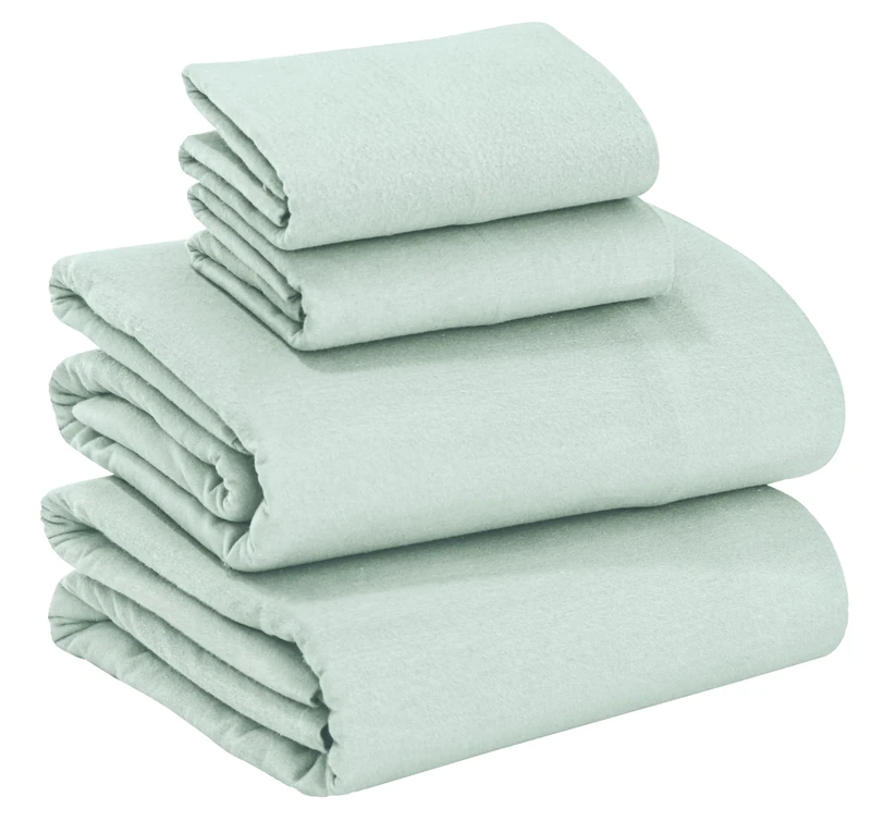 Ruvanti Flannel Sheets Queen Size - Velvety Soft & Comfortable - 100% Cotton Brushed Bed Sheet Set - Deep Pockets 16 Inches - Breathable, Warm & Cozy -4 Pcs- Mint