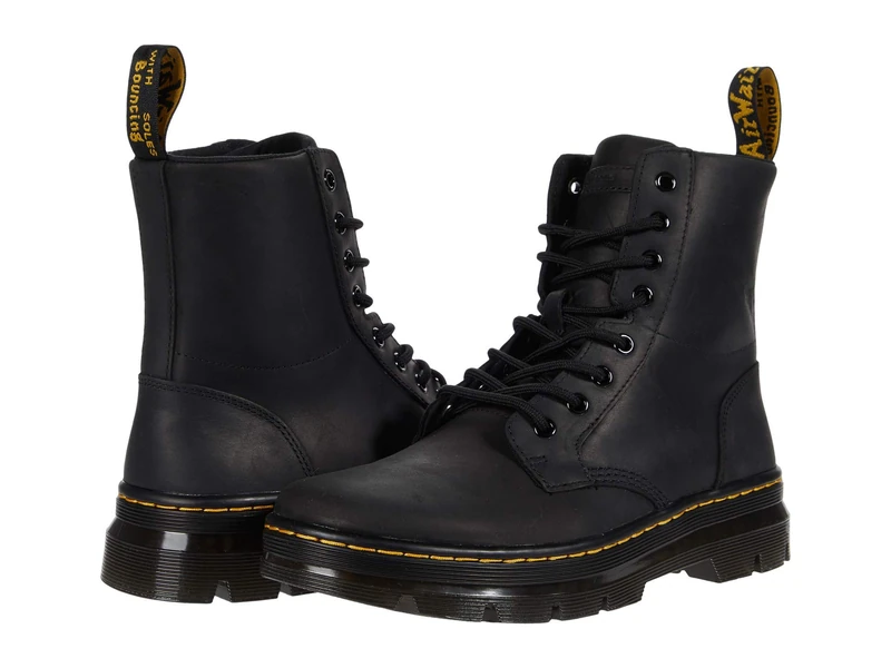 Dr. Martens Unisex Lace Boot Combs Leather, Black Wyoming, 10 UK