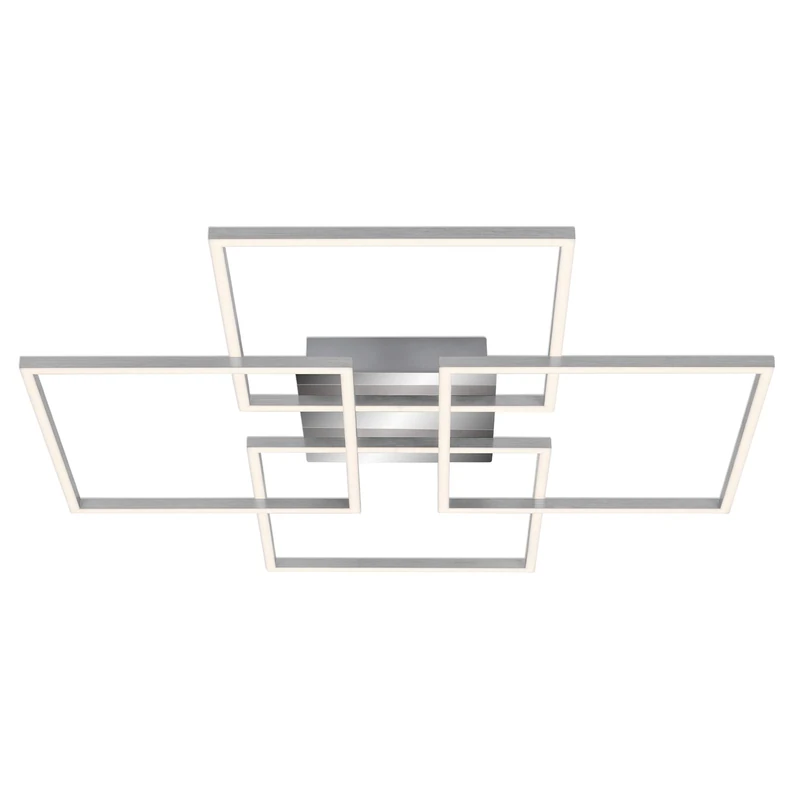 Briloner Leuchten - Ceiling light, dimmable, including memory function, 2 LED modules rotatable, 57 watts, 4,800 lumens, 3,000 Kelvin, chrome aluminium, 724 x 724 x 80 mm (L x W x H), 3131-018, chrome / aluminium