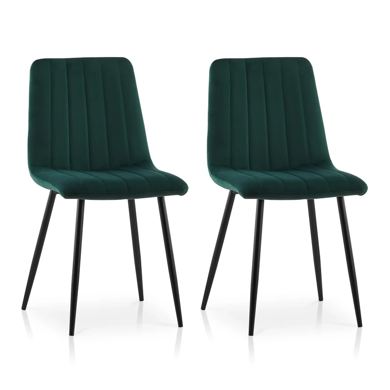 TUKAILAi Green Velvet Dining Chairs Set of 2 Upholstered Kitchen Counter Chairs with Backrest and Metal Legs for Living Dining Room Bedroom Office Reception