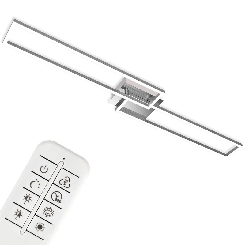 BRILONER - LED Ceiling Light with Remote Control, Dimmable, Adjustable from Warm White to Neutral White, Living Room, Bedroom, Kitchen, 1100x248x78 mm, Chrome
