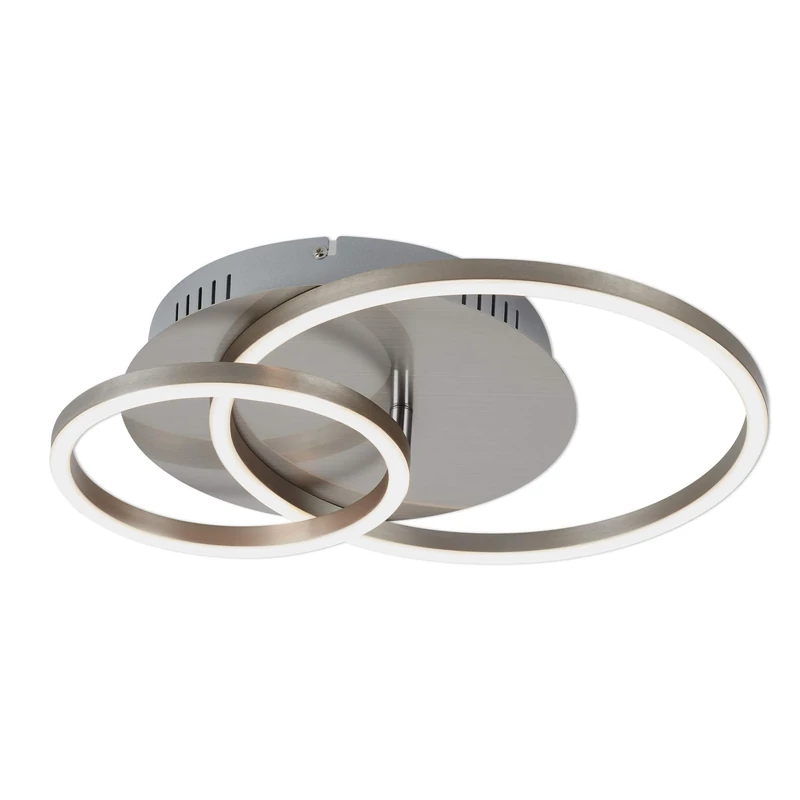 BRILONER Leuchten 3222-012 LED Ceiling Light, Dimmable with Memory Function, 1 LED Module Rotatable, 30 Watt, 2,400 Lumen, 3,000 Kelvin, Matte Nickel, 390 x 300 x 80 mm (L x W x H), Matte Nickel