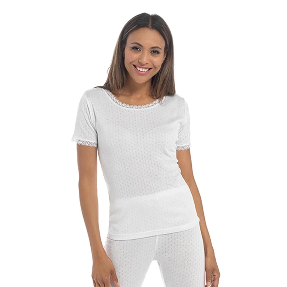 undercover lingerie 2 Pack Womens Thermal Short Sleeve Vest White Medium