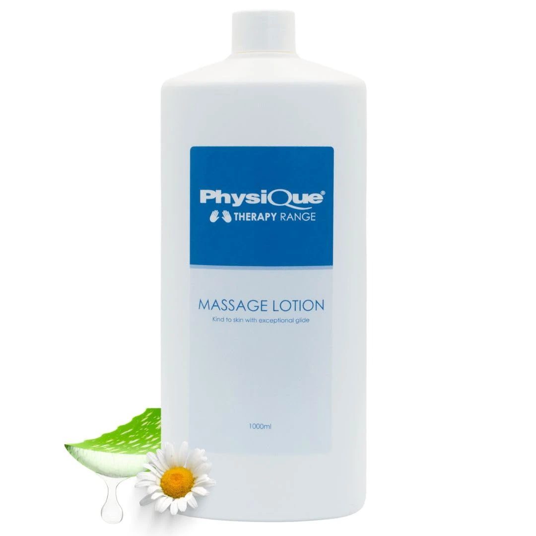 Physique Massage Lotion 1000ml - Lightly Oiled Non-Greasy, Enriched with Aloe Vera, Camomile & Vitamin E for Sports, Spa, Physiotherapy and Deep Tissue Massage - Dermatologically Tested