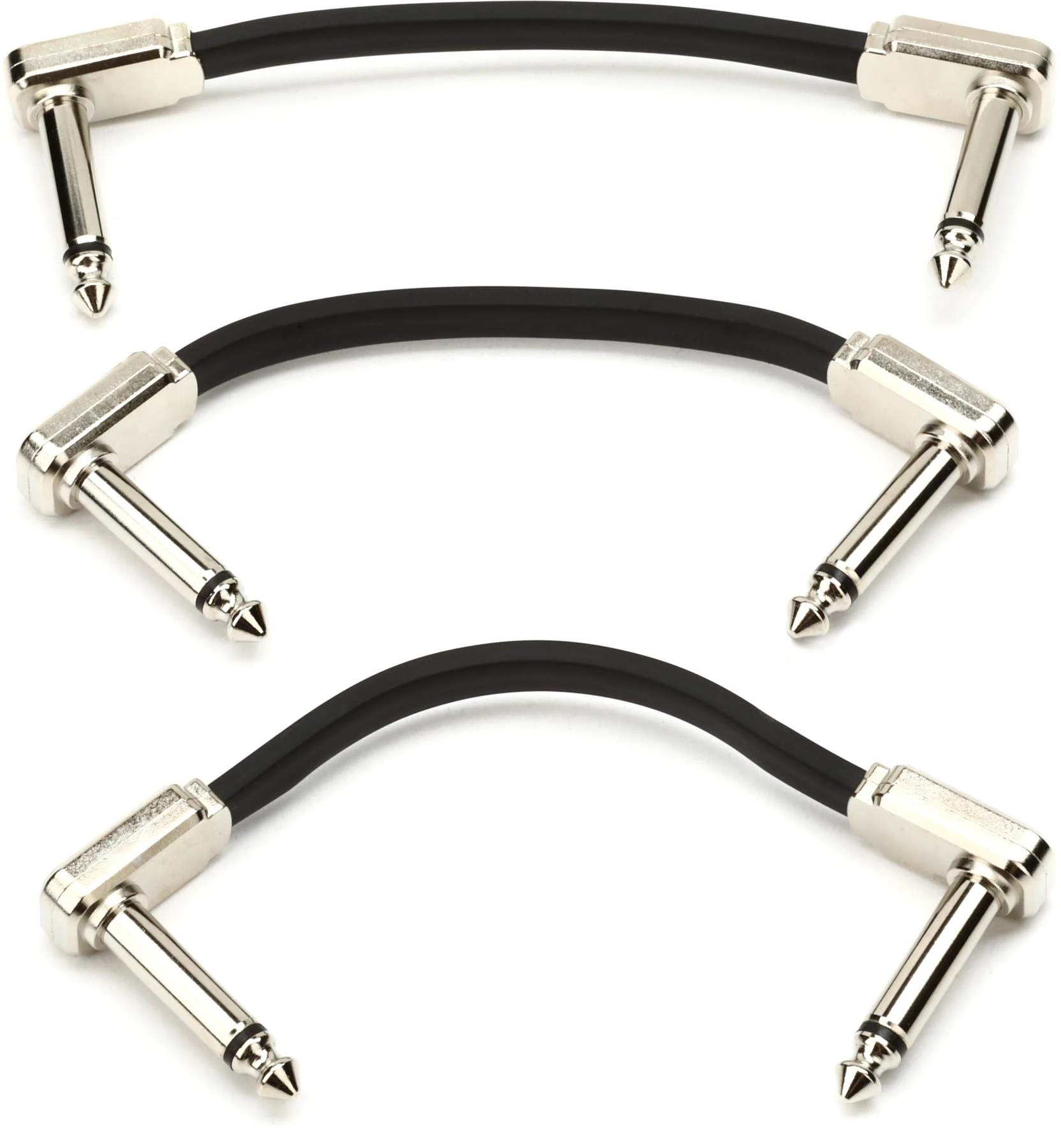 Ernie Ball 3 inch Flat Ribbon Patch Cable 3-Pack