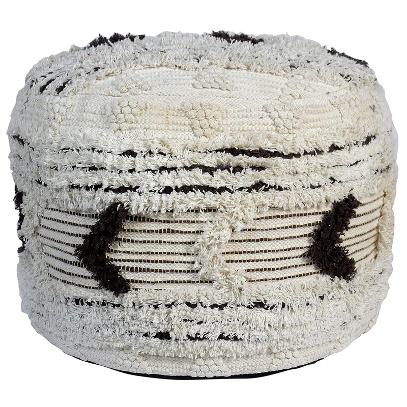 Menzzo Quito Pouffe Fabric White and Black - Image 1