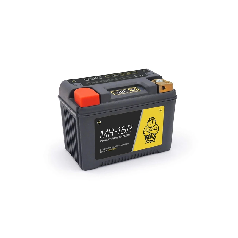 MAXTOOLS MR-18R 12V Super Light LiFePO4 Battery for Motorcycles, ATVs and ATVs Reinforced Housing and State of Charging, Correct 300 CCA