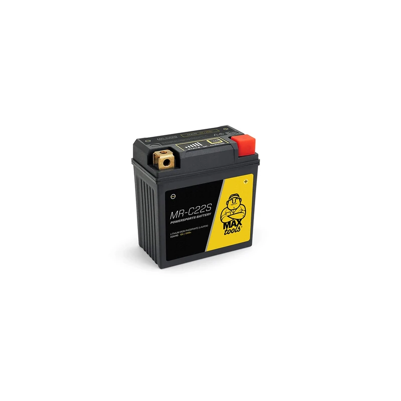 MAXTOOLS MR-C22S 12V Super Light LiFePO4 Battery for Motorcycles, ATVs and ATVs Reinforced Housing and State of Charging Left 140 CCA - Image 1