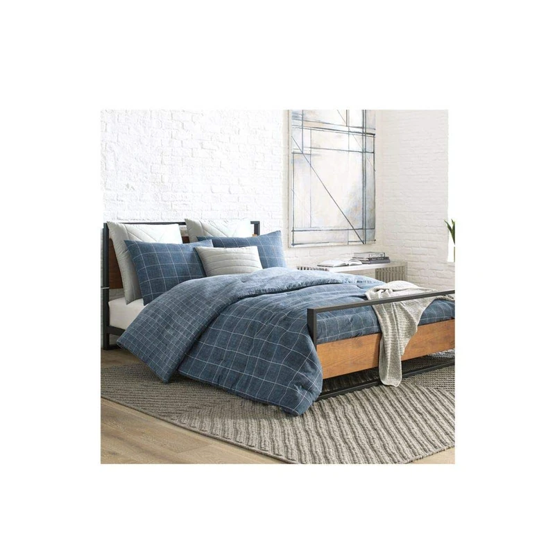 Kenneth Cole New York Holden Grid Blue Full/Queen Duvet Cover Set - Image 1