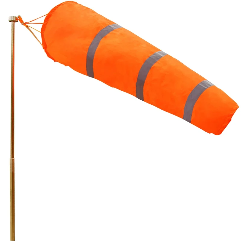 ANLEY 40-Inch Windsock - Rip-stop Polyester Wind Direction Measurement Sock Bag with Reflective Belt - For Outdoors Airport Farm & Park - Orange 3.3 Feet