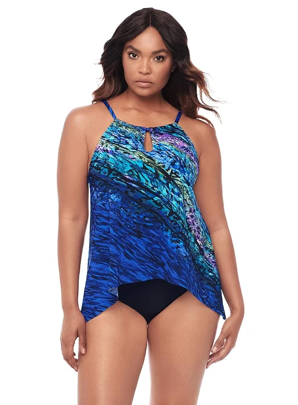Miraclesuit Scheherazade Peephole High Neck Tankini Top - Slim Swimwear