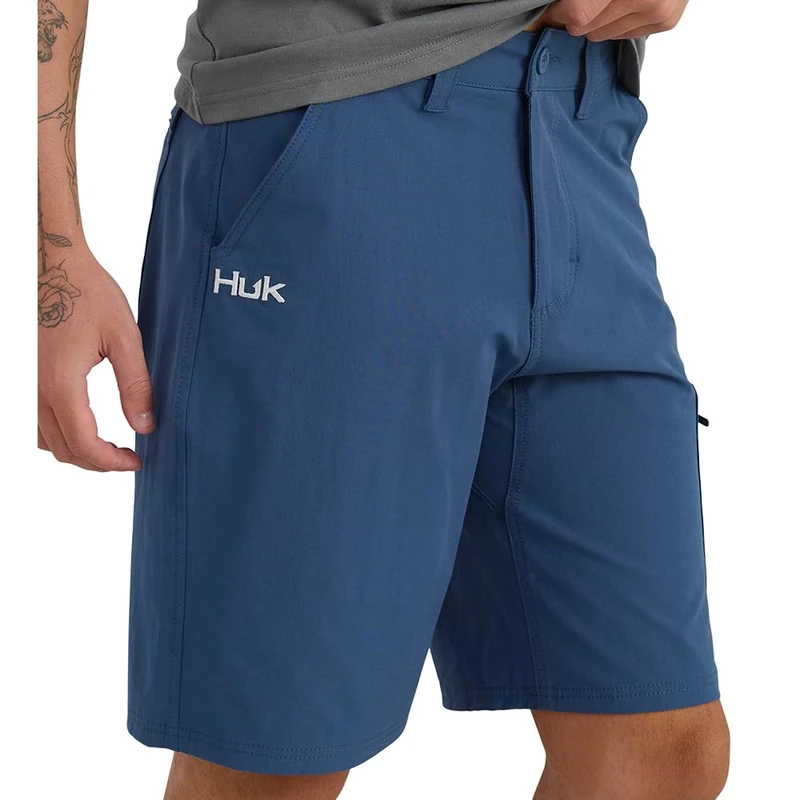 HUK Men's Next Level Quick-Drying Performance Fishing Shorts, Sargasso Sea-10.5", Small