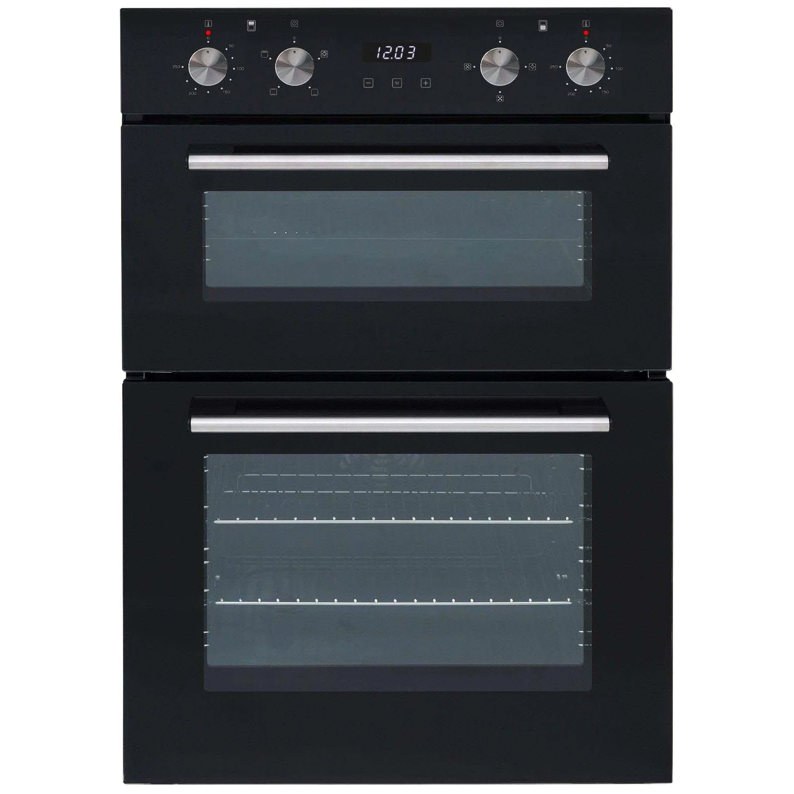 SIA DO102 60cm Double Electric Built-In Fan Oven with Grill, Black, Digital Touch Control Display, Multifunctional, Easy Clean Interior, 2 Years Parts & Labour Guarantee