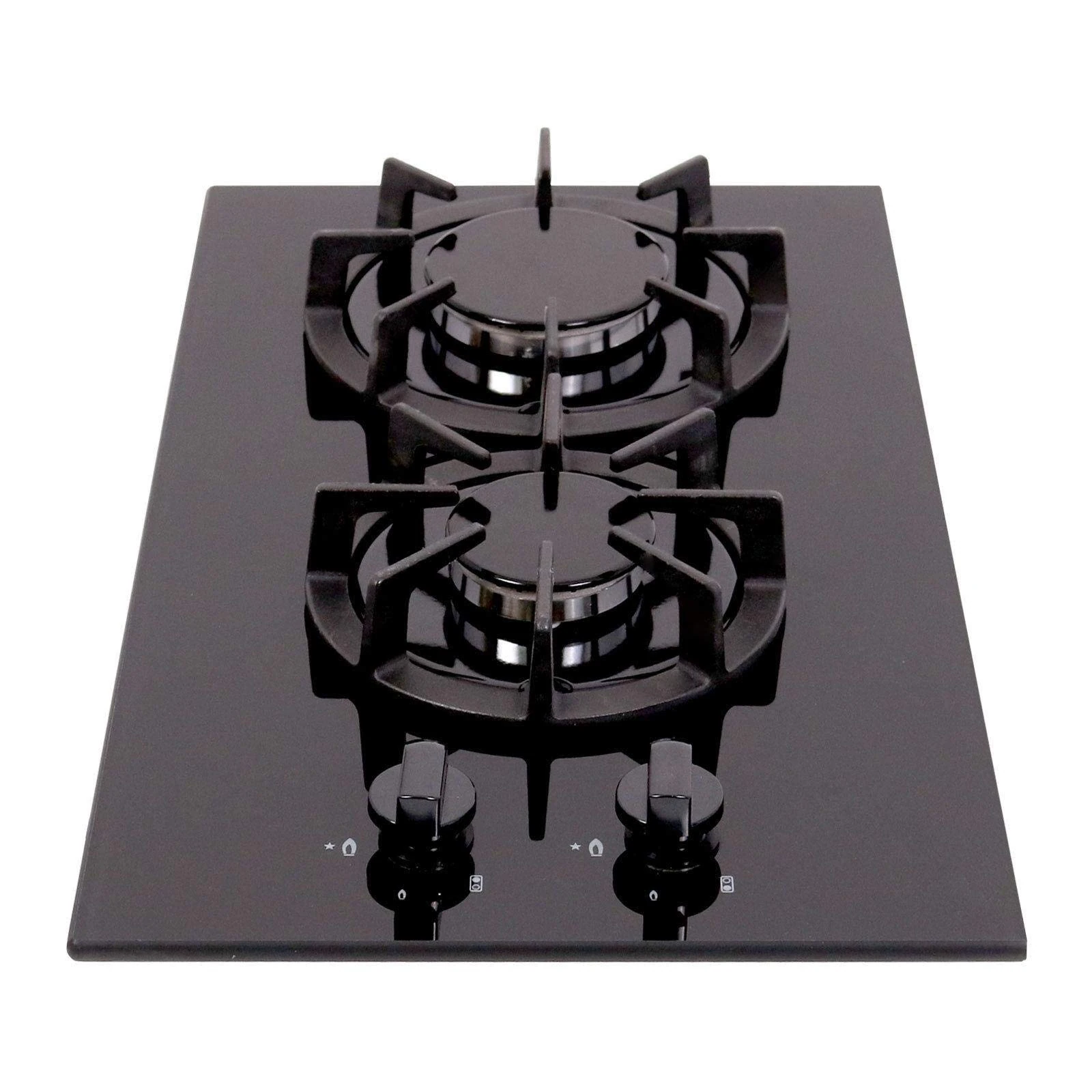 SIA AMZBGH30BL 30cm Black Gas On Glass Domino Hob Cast Iron Supports LPG Kit