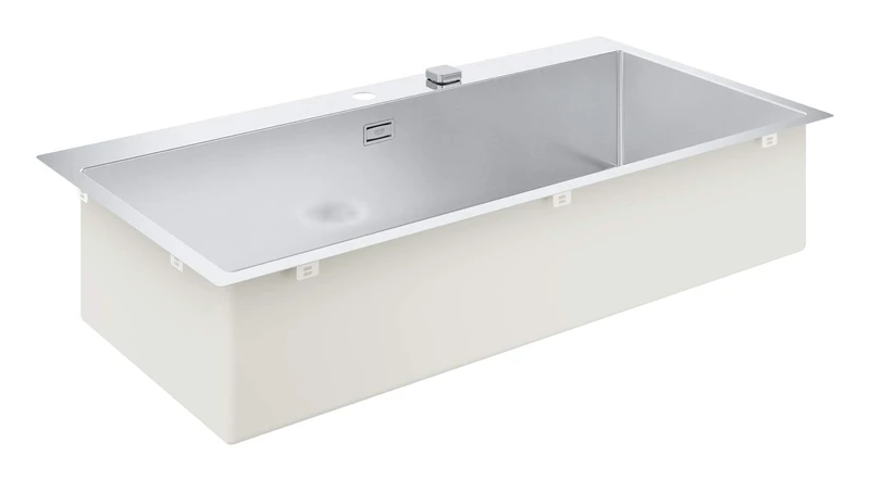 GROHE K800 - Stainless Steel Kitchen Sink (Top Mount or Flush Mount, with Overflow and Automatic Waste Fitting, 1 Bowl 968 x 400 x 200 mm, Thickness 1 mm), 1024 x 510 mm, 31586SD1