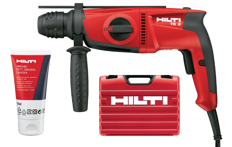 Hilti 228080 Compact Rotary Hammer TE 2 230V (650 W, 1.8 J, SDS Plus, Drilling Tasks with 2 Modes: with and Without Percussion, Weight: 2.7 kg, Includes Case)