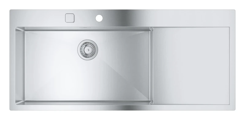 GROHE K1000 Stainless Steel Sink with Drainer (Left Side), Flush-Mounted, with Overflow and Automatic Waste Fitting, 1160x520mm, 31581SD1