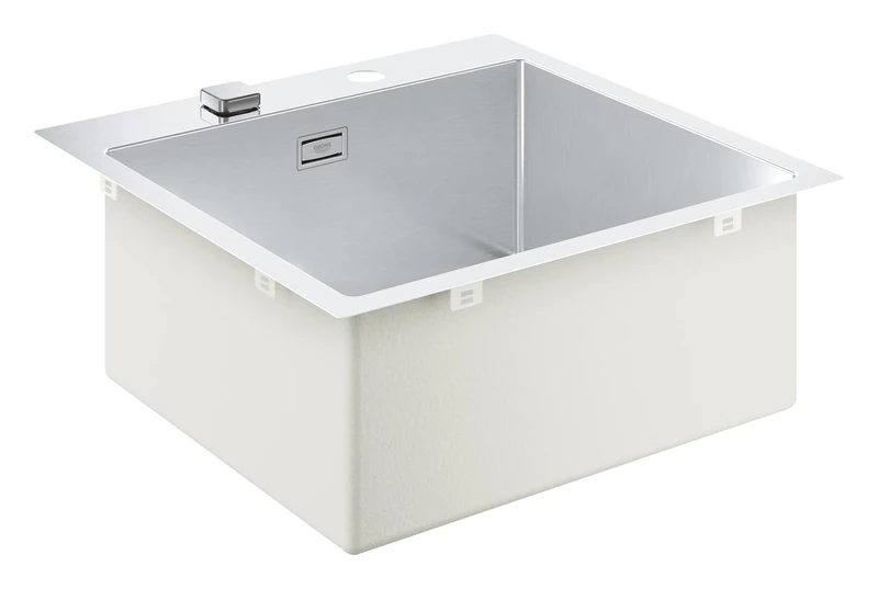 GROHE K800 - Stainless Steel Kitchen Sink (Top Mount or Flush Mount, with Overflow and Automatic Waste Fitting, 1 Bowl 462 x 400 x 200 mm, Thickness 1 mm), 518 x 510 mm, 31583SD1