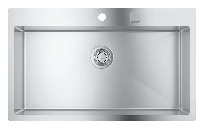 GROHE K800 - Stainless Steel Kitchen Sink (Top Mount or Flush Mount, with Overflow and Automatic Waste Fitting, 1 Bowl 790 x 400 x 200 mm, Thickness 1 mm), 846 x 510 mm, 31584SD1
