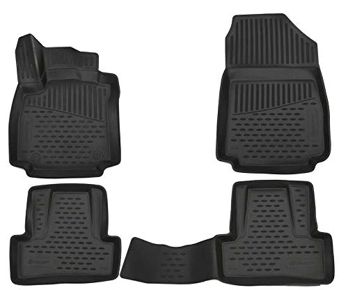 Element 3D Premium Non-Slip Rubber Floor Mats for Renault Clio 4 2012-2019, Black