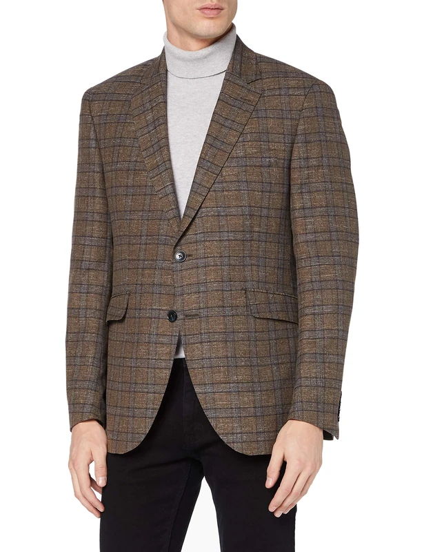 Hackett Men's Taupe Mesh Check Cc Jacket, 9metaupe/Blue, 48