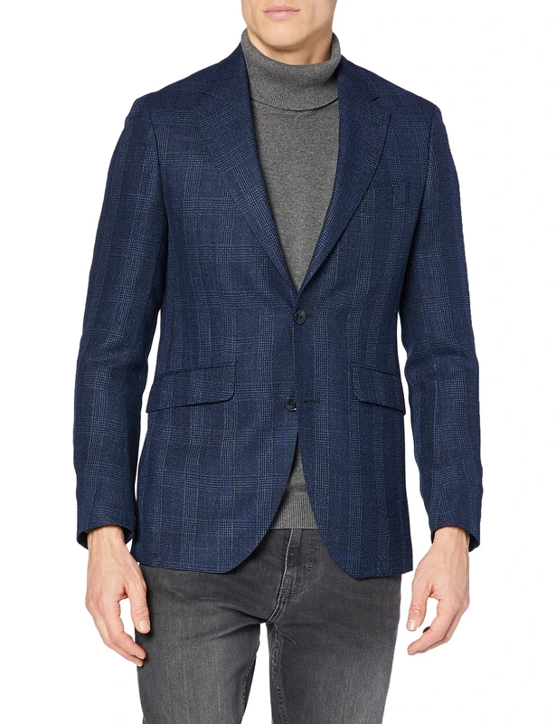 Hackett Men's Blue Hopsack Check Cc Jacket, 551blue, 36 Short