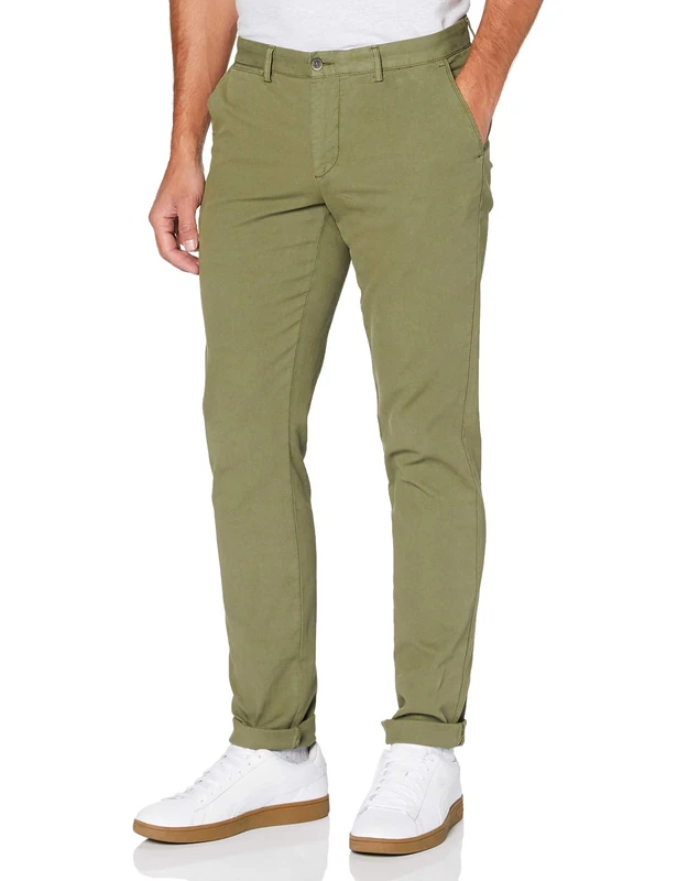 Hackett London Men's GMT Dye Texture Chino Trousers, 665green, W37/L32
