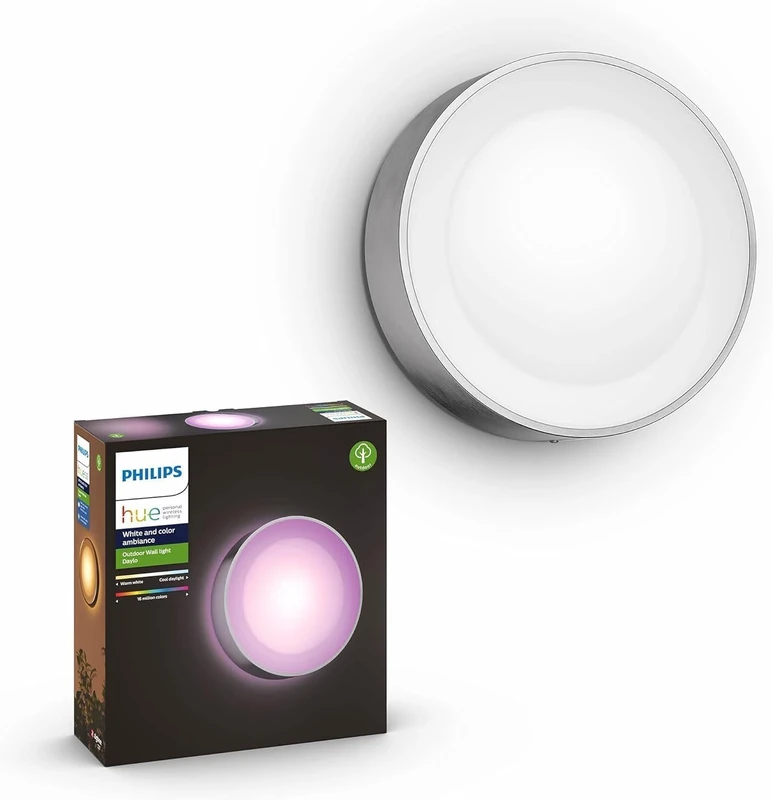 Philips Hue Daylo White & Colour Ambiance Smart LED Outdoor Wall Lighting, for Home Garden, Patio. [INOX] Works with Alexa, Google Assistant and Apple Homekit
